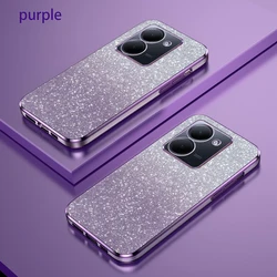 Luxury Gradient Glitter Plating Silicone Back Cover for Vivo Y27 5G (Sfdd purple)