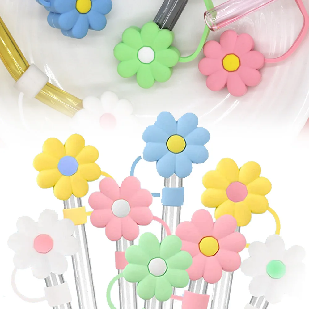 5/1pcs Silicone Straw Covers Cap Cute Flower Straw Toppers for Tumblers  Dust-Proof Drinking Straw Caps Reusable Straws Tips Lids - AliExpress