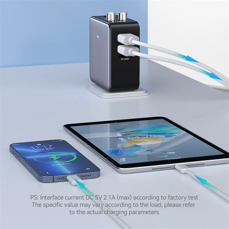 2-in-1 Bluetooth 5.3 Receiver Transmitter Wireless Audio Adapter USB TF RCA Bluetooth Adapter 6.5mm for Microphone Speaker