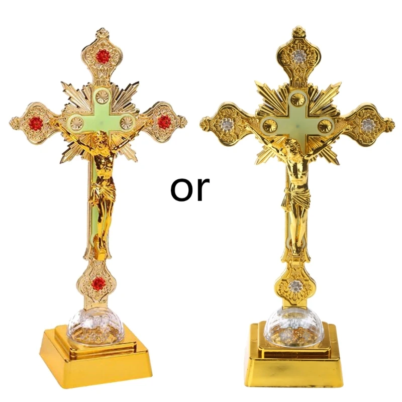 

Standing Crucifix Jesus Christ for Cross Statue with LED Light Retro Religious