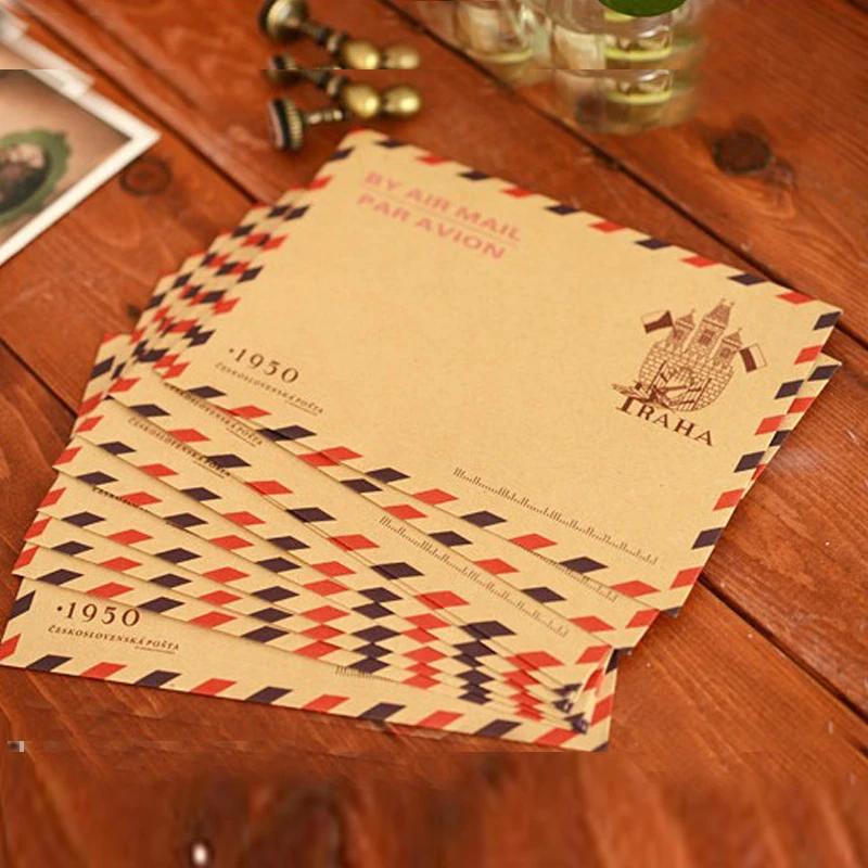 

10pcs Retro Envelope Kraft Paper Bag Envelope Postcard Card Letter Envelopes Storage Bags