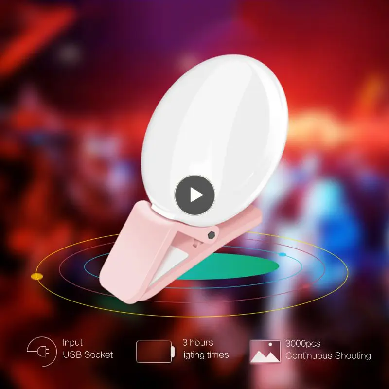 Telefono Universale Selfie Led Ring Flash Light Telefono Portatile Selfie Lamp Lampada A Clip Luminosa Fotocamera Fotografia Video Spotlight