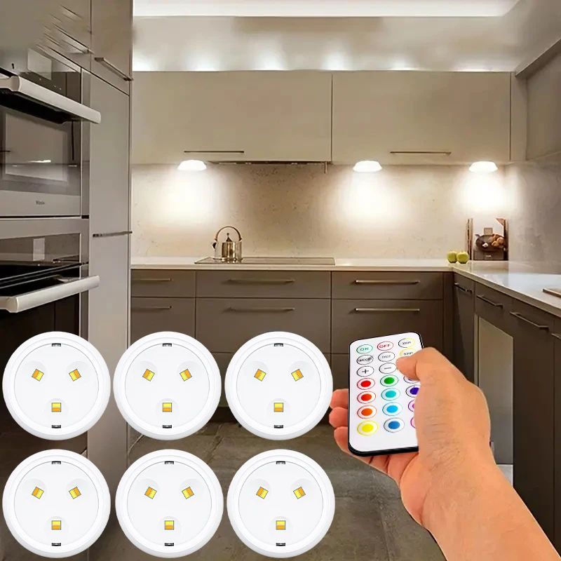 Description Picture 3 of itemRGB Color Under Cabinet Lights Wireless Battery LED Lights Remote Control Dimmable Wardrobe Night Lamp For Bedroom Kitchen