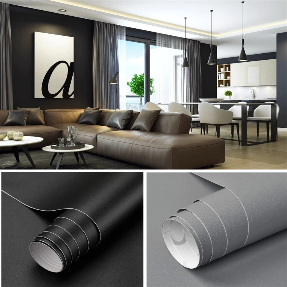 1 Roll Of Matte Black Contact Paper For Bedroom, Pvc Self-adhesive  Wallpaper, Removable, Ideal For Decorating Walls, Cabinet, Countertop And  Shelf