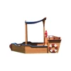 Outsunny Pirate Ship Sandbox with Cover and Rudder Wooden Sandbox with Storage Bench and Seat Outdoor Toy for Kids 3-8 Years Old 5