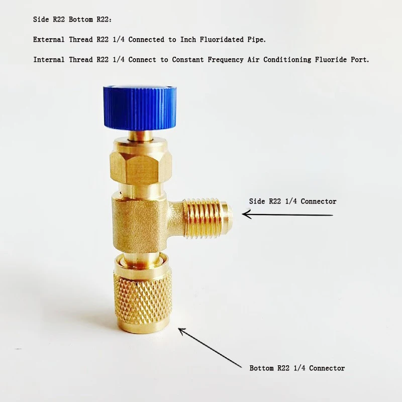 1PC Air Conditioner R410 Brass Control Safety Liquid Valve R22 1/4" Refrigeration Charging Valve Copper Adapter R22