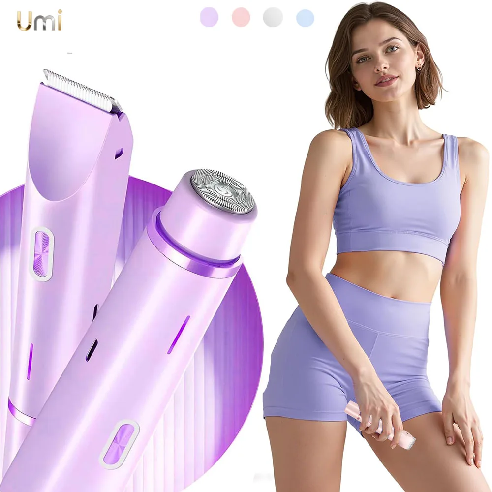 Rasoirs électriques pour femmes 2 en 1 rasoir électrique pour tondeuse pubienne IPX7 étanche utilisation humide et sèche rasoir bikini pour le corps