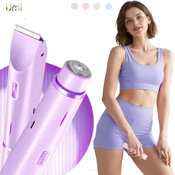 Electric Razors for Women 2 in 1 Electric Shaver for Pubic Hair Trimmer IPX7 Waterproof Wet&Dry Use Bikini Shaver for Body 1