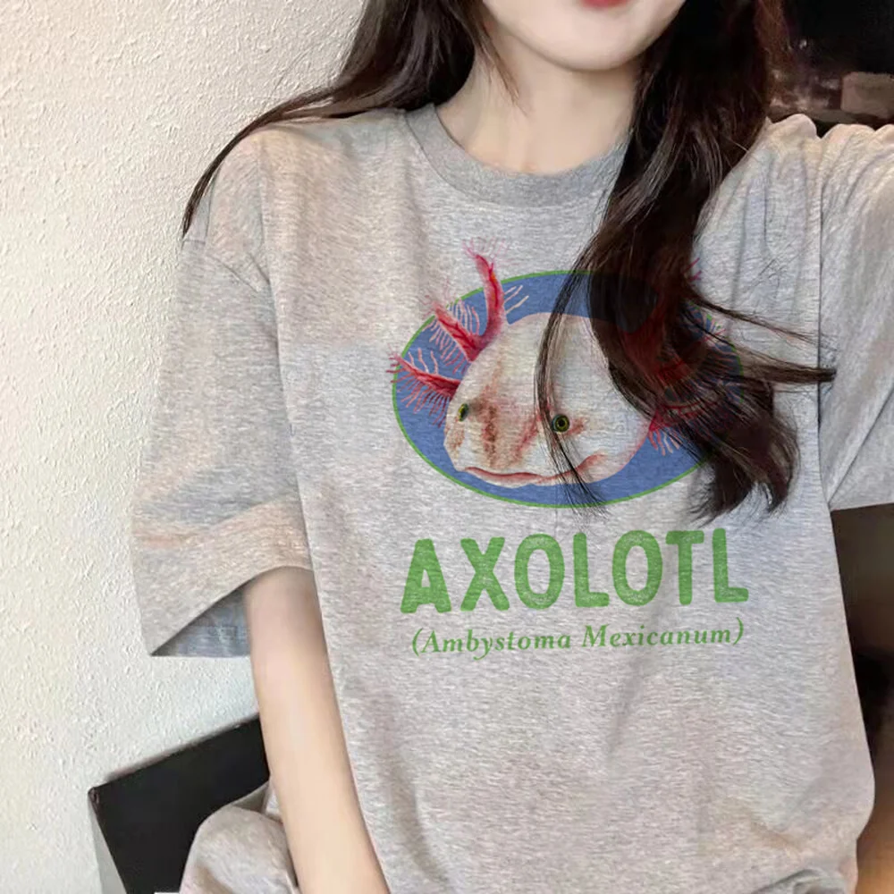 

Axolotl tshirt women designer funny manga top girl streetwear comic clothing