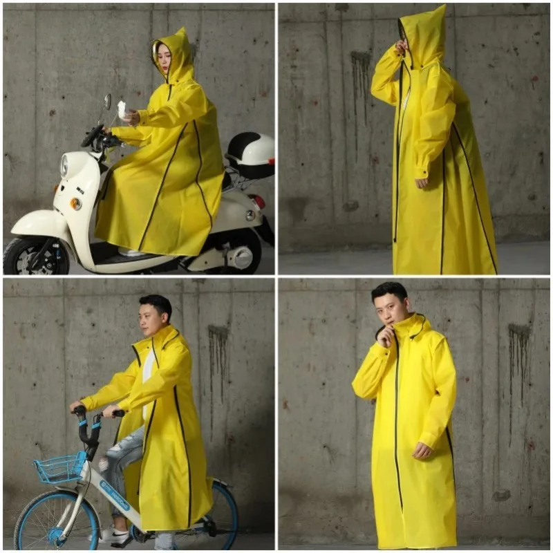 Raincoat Women/Men Zipper Hooded Poncho Motorcycle Rainwear Long Style Hiking Poncho Environmental Rain Jacket