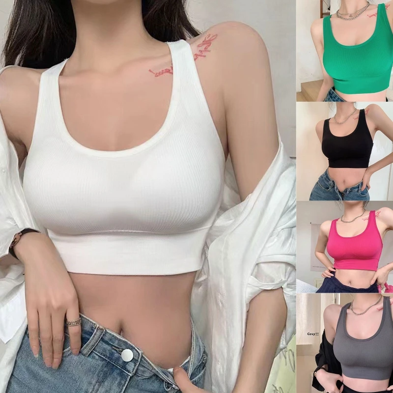 

Comfortable Ladies Bottoming for Tank Tops Sexy Criss-cross Back Crop Tops for W 10CF