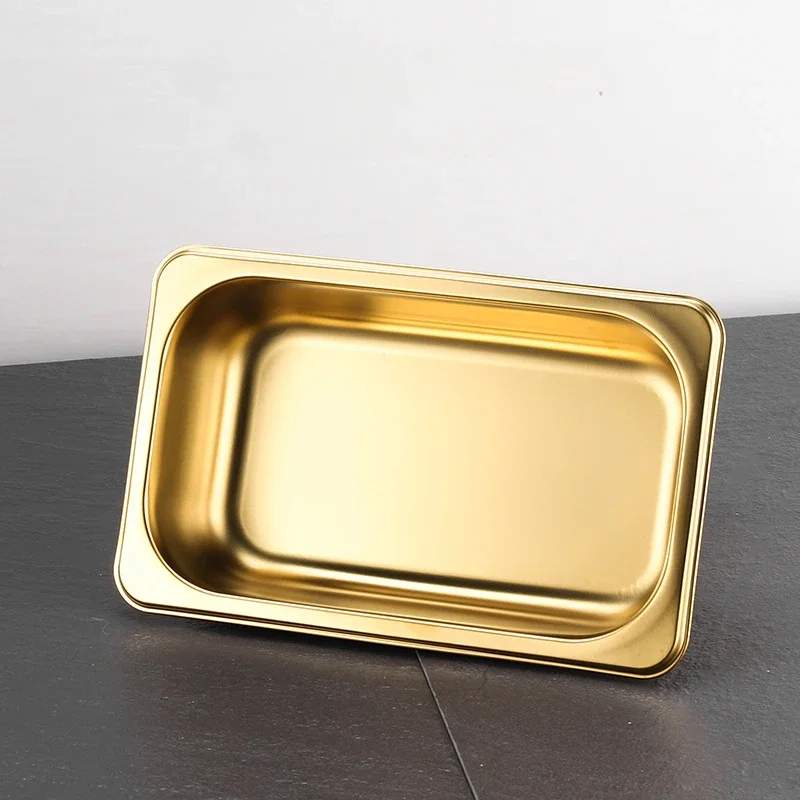 Golden Food et Basin Plates 304 Stainless Steel Square Pots Tray Dishes Sauce Box Jam Boxes Canteen Fast Food Truck Dish