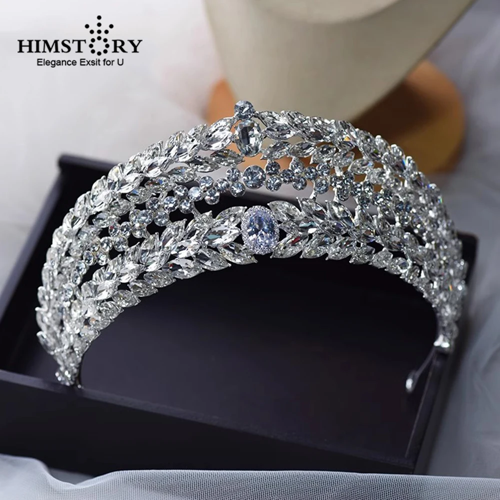 

HIMSTORY Luxury Big Rhinestone Geometric Bridal Tiaras Crown Baroque Pageant Prom Diadem Headbands Wedding Hair Accessory