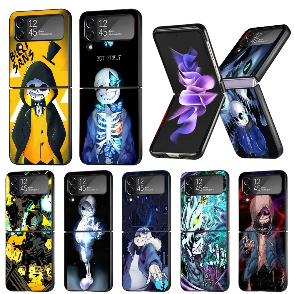 Undertale Papyrus Sans Doggo Custodia Rigida Pieghevole Antiurto Per Samsung Galaxy Z Flip 4 3 5G Tpu Custodia Nera Per Telefono Flip4 Co