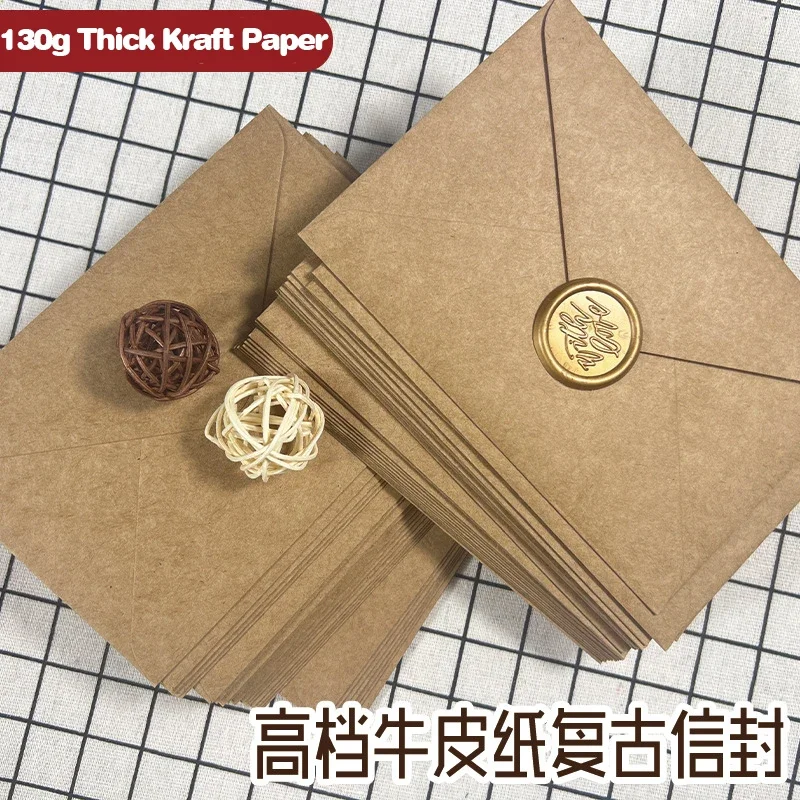 50pcs Kraft Brown Paper Envelopes 105x155mm Wedding Invitations Business Supplie Postcard Giftbox Packaging Storage Stationery