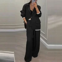 Casual Women's Suit Set Autumn Sexy Turn down Collar Button Blazer & Straight-leg Pants Set Winter Solid Long Sleeve Chic Outfit - Image 5