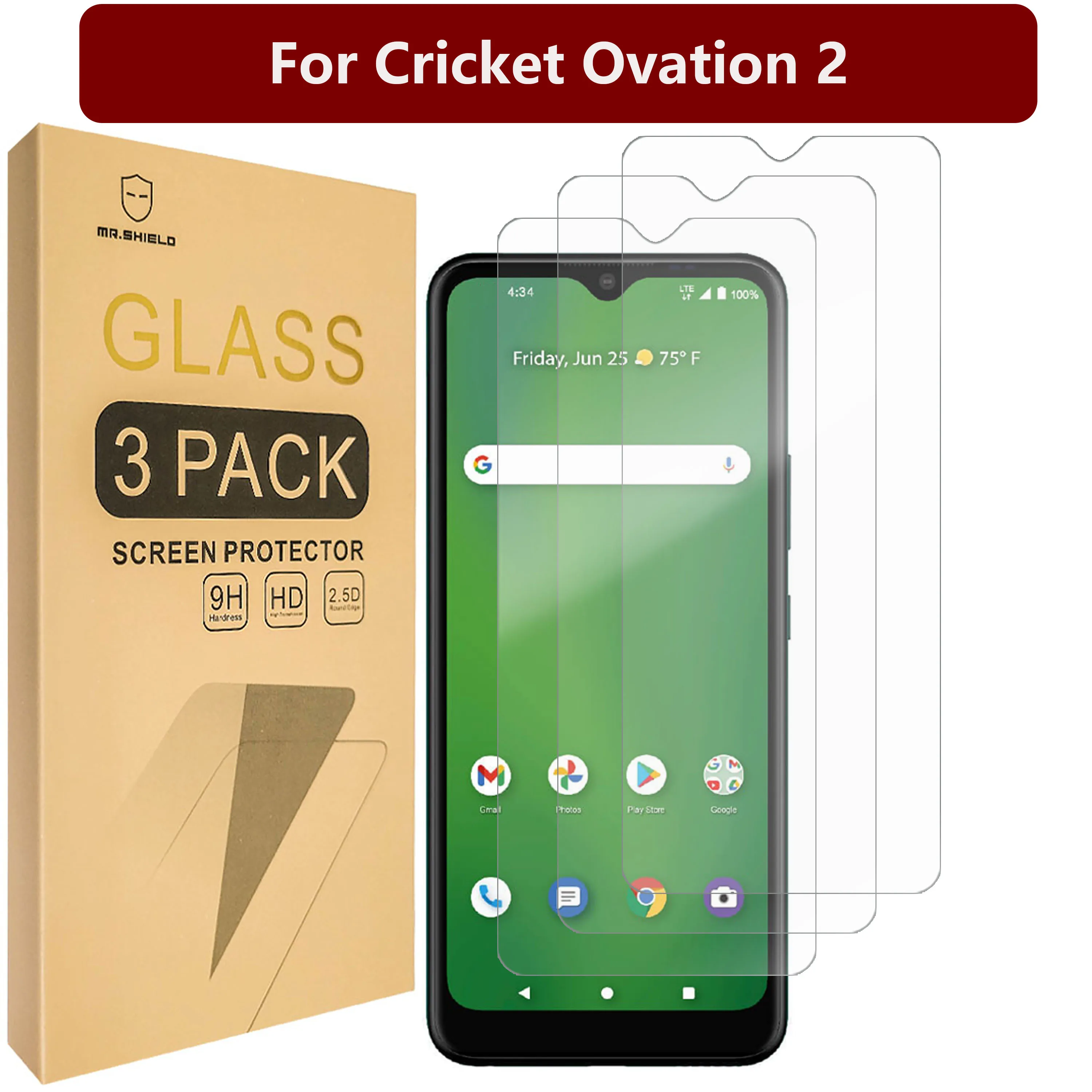 

Mr.Shield [3-Pack] Designed For Cricket Ovation 2 [Tempered Glass] [Japan Glass with 9H Hardness] Screen Protector