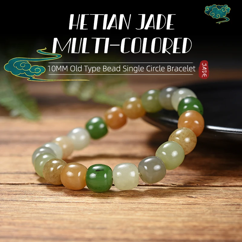 

Natural Hotan Jade Women Handstring Multiple Color 10mm 20 Barrel Beads Bracelets For Women Female Fine Jewelry