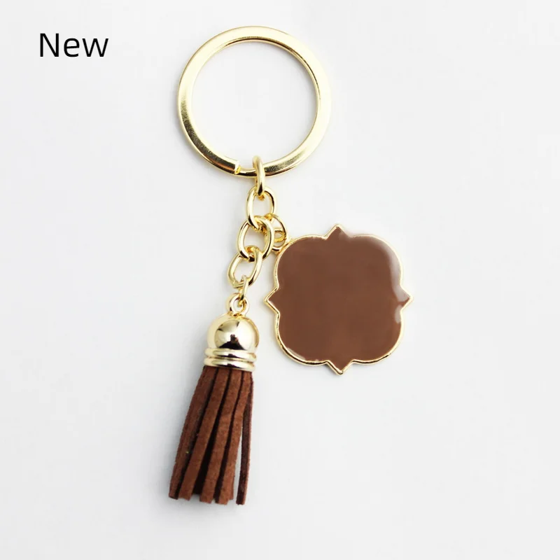 30*30mm Enamel Blanks Monogrammed Keychain with Tassel Girl Gift Tassel