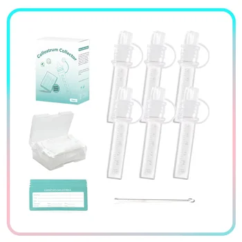 Kit per la Raccolta del Colostro 6 Pezzi 6ml, Dispositivo Riutilizzabile per l'Allattamento e la Raccolta del Latte Materno per Neonati