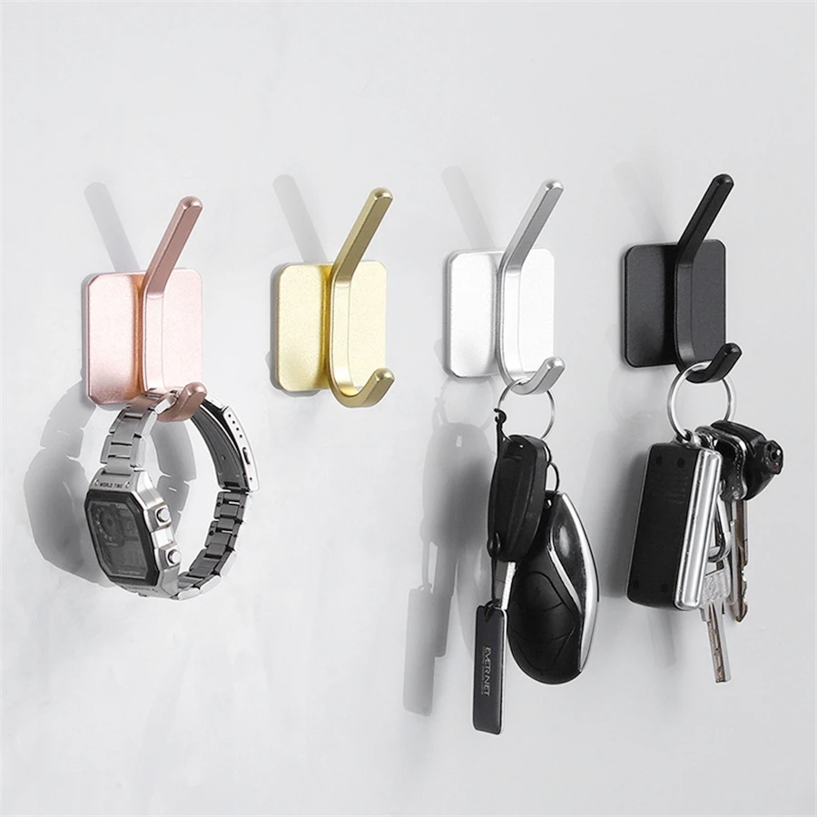 Adhesive Wall Hook Towel Holder Door Key Cloth Coat Bathroom Robe Hanger Kitchen Hardware Rack Bag Hook Organizer For Hanging