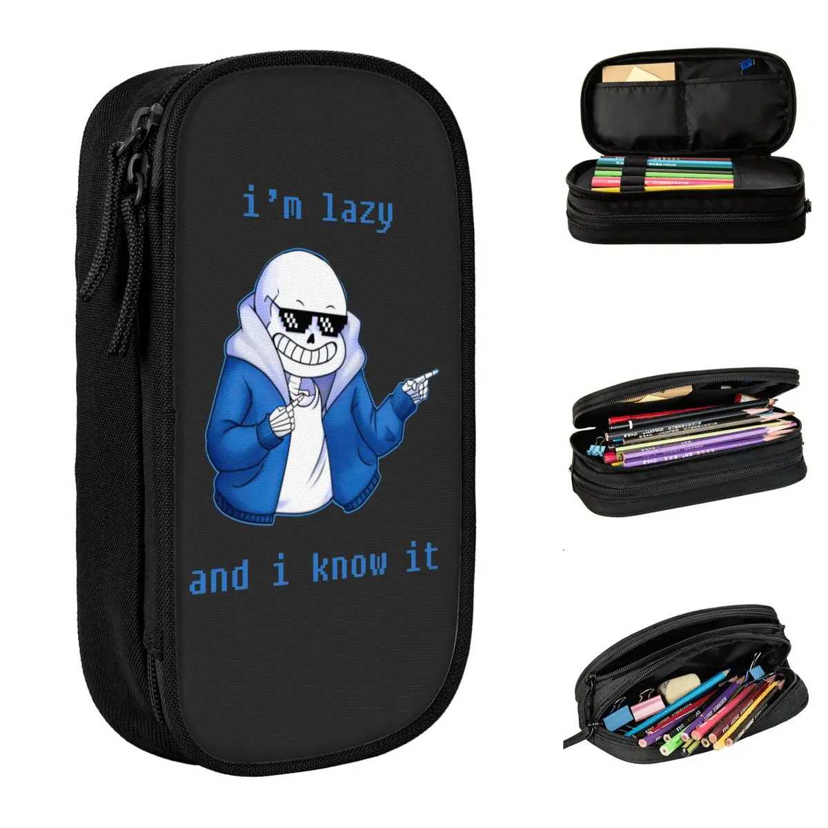 

I Am Lazy And I Know It Sans Undertale Pencil Case Pencil Pouch Pen Holder Large Storage Pencil Bags School Supplies Stationery