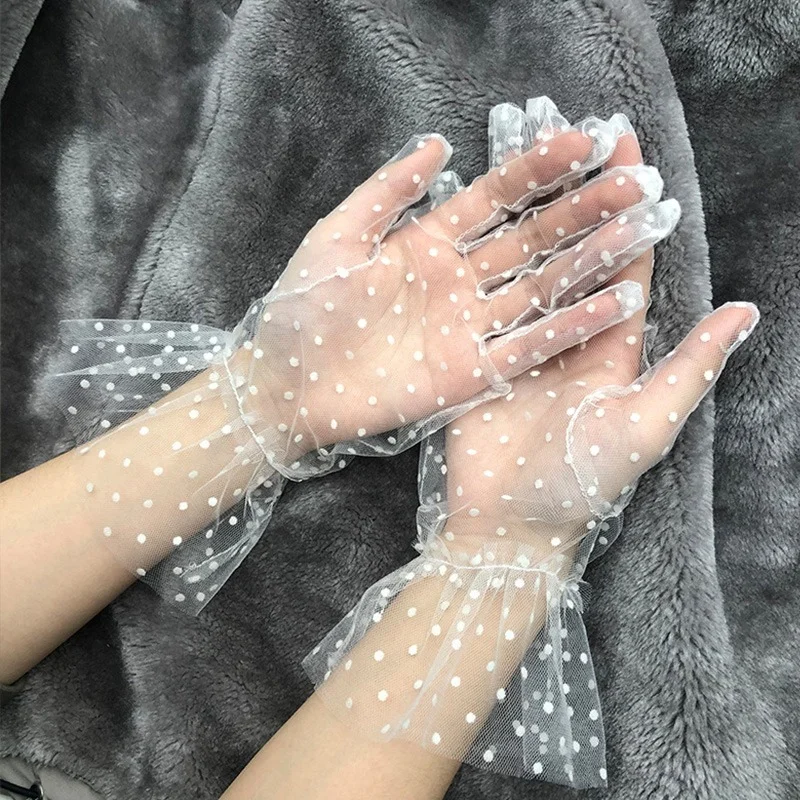 Dot Print Mesh Tulle Gloves for Spring Summer Club Prom Party Dancing Dress-tulle gloves costume gloves fashion gloves cosplay gloves