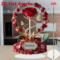 2D Acrylic Ornament Red Rose MOM Pattern with Roses 1