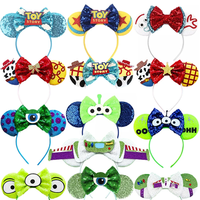 Disney Toy Story Ears Headbands For Girls Kids Buzz Lightyear Headwear Alien Hairbands Women Bows Hair Accessories Party Gifts