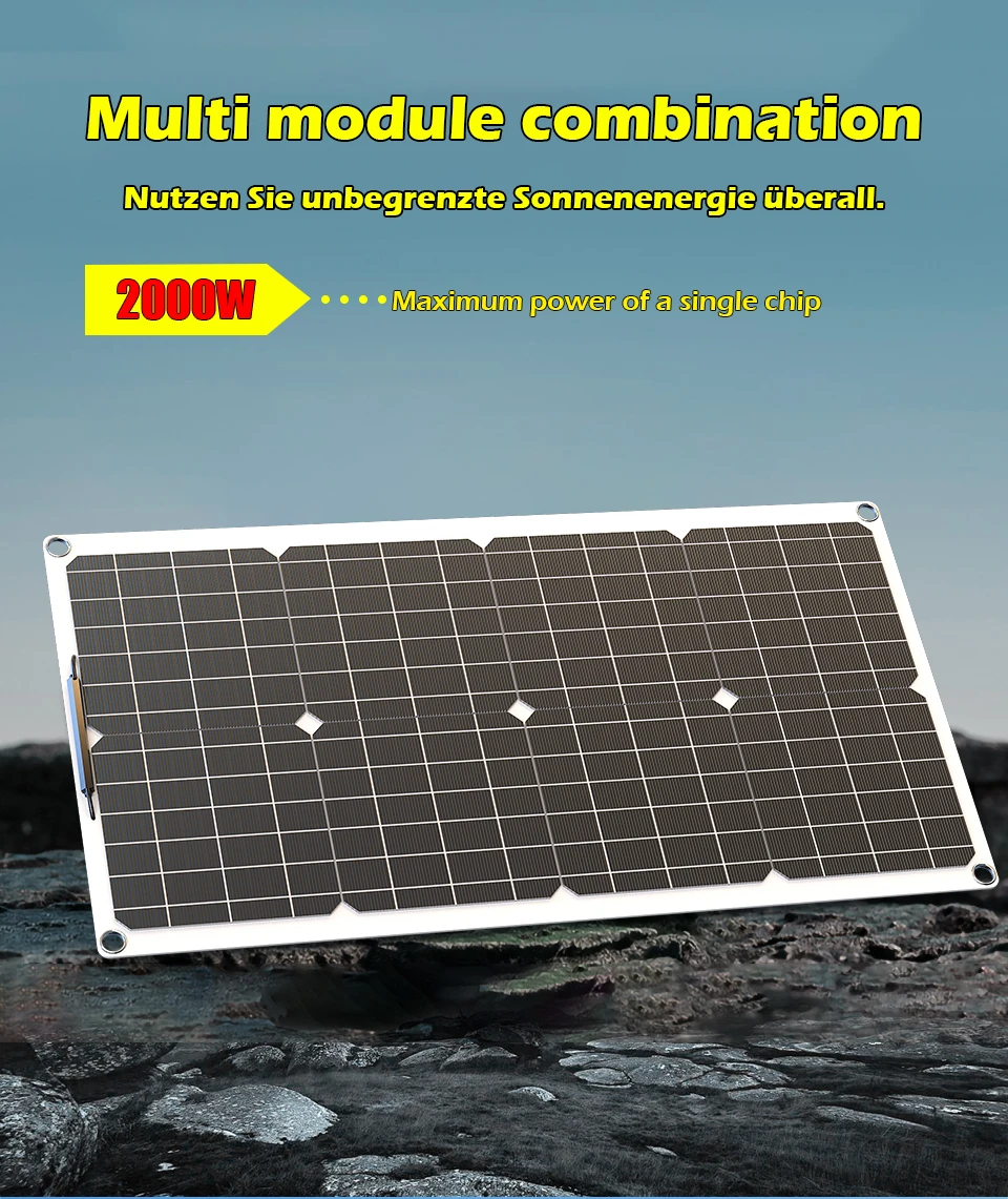 110V220V 6000W Flexible Solar Panel System Kit 12V Battery Charger Controller