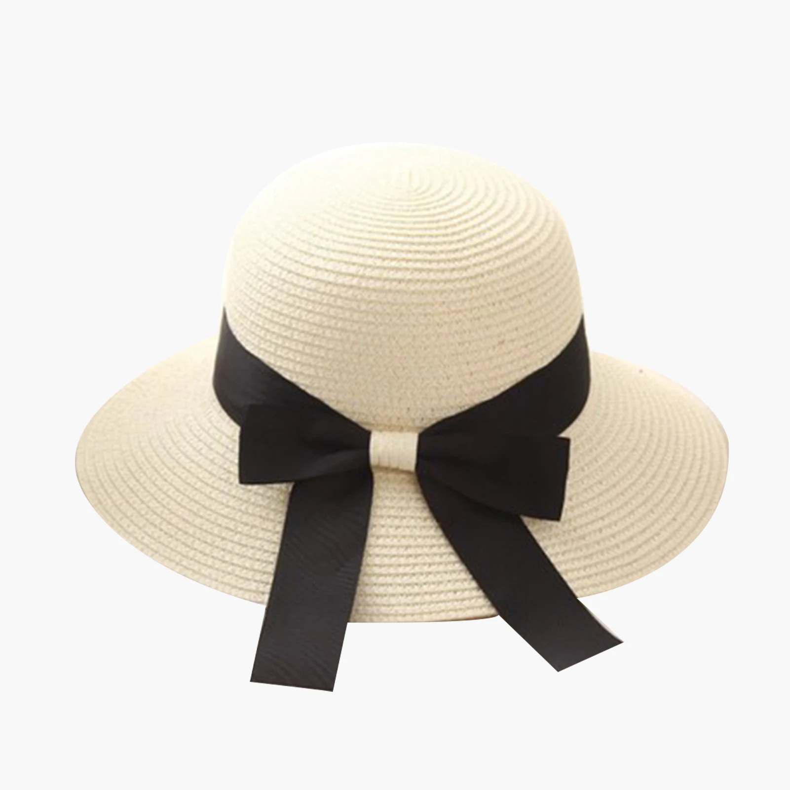 

Sunscreen Straw Hat Summer Ladies Streamer Bowknot Fisherman Hat Beach Vacation Sunhat Fashion All-Match