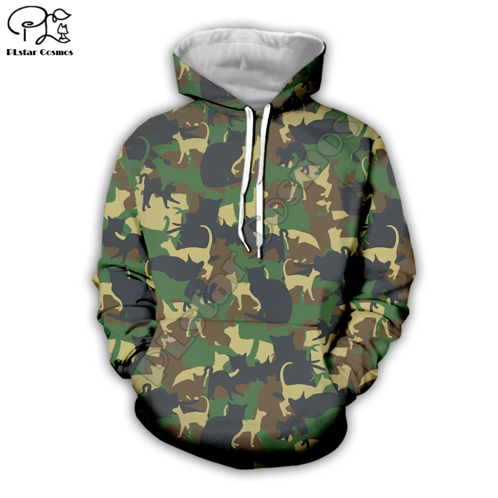 PLstar Cosmos Camouflage Cat Fashion Men's Sweatshirt Horse 3D Printing Harajuku Jacket Unisex Casual Hoodie Style-1