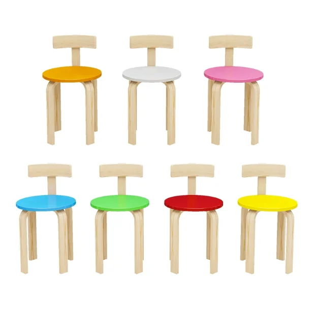 30cm high Solid wood kindergarten children's chair, back chair, painting gallery, art gallery, tutoring and training class chair