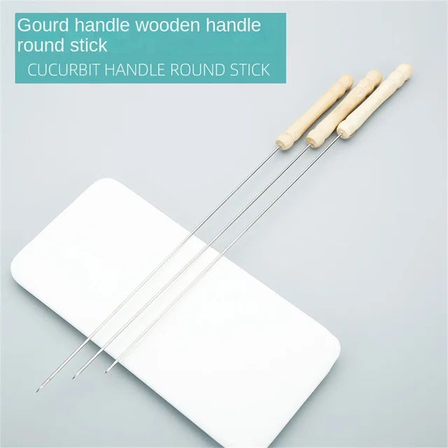 10Db Kültéri Piknik Bbq Grill Ske Sült Pálca Rozsdamentes Acél Tű Fa Fogantyúval Konyhai Étkező Főző Szerszámok - Image 5