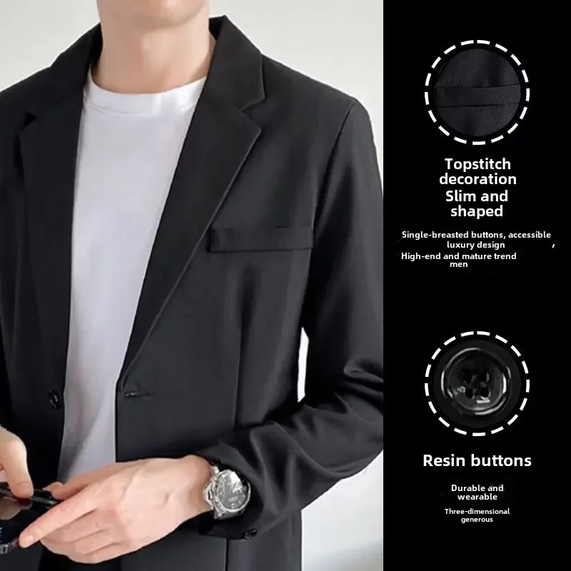 High-end Loose-fit Men's Suit Jacket Casual Stylish Western-style Business Korean Trendy 2-piece Set Lightweight For All Seasons