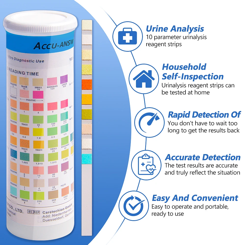 Comprehensive Urinalysis Test Strips - 100 Sealed Strips