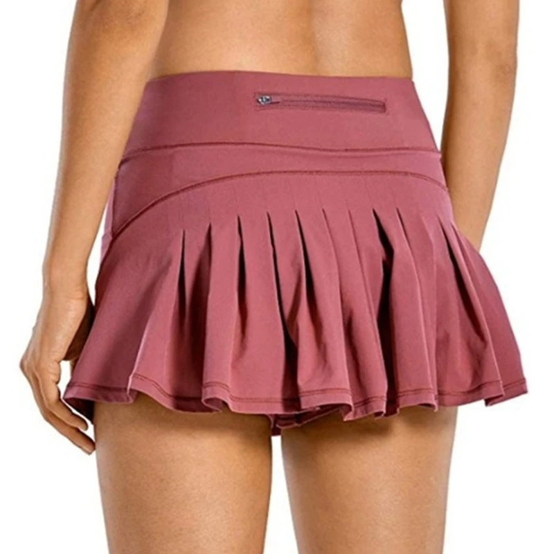 Women's Shorts Tennis Golf Skirt Sport Mid Waist Pleated Mini Skirt Back Waist Pocket Zipper Clothes for Female Sportswear