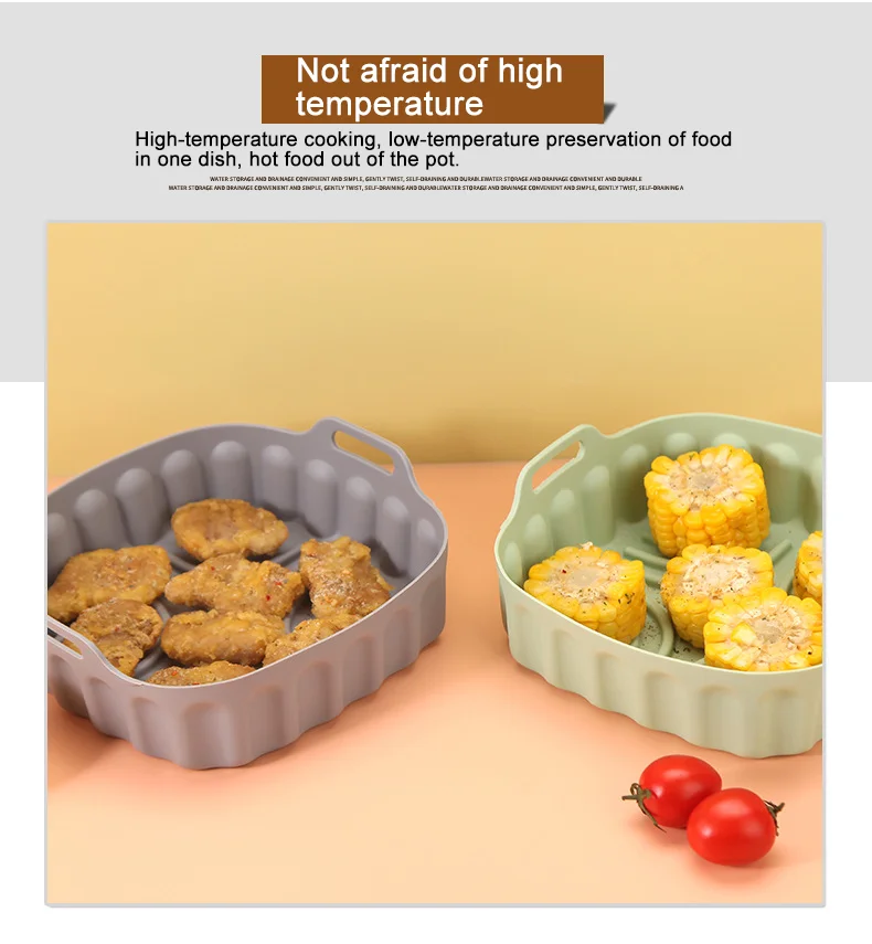 Air Fryer Silicone Basket Tray Resuable Square Airfryer Grill Baking Mold Liner Kitchen Cooking Accessories air fryer liners air fryer baking tray air fryer accessories air fryer mold air fryer silicone tray air fryer basket