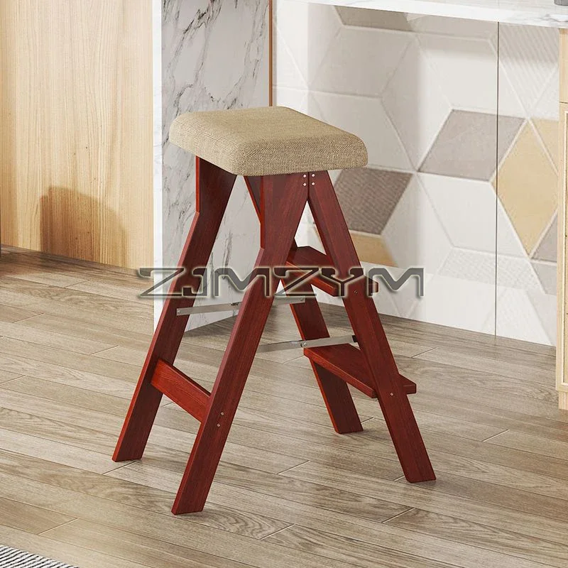 Solid Wood Step Stool Portable Kitchen Folding Stool Indoor Multifunctional Home 3 Step Ladder Folding Steps Ladder Rack folding ladder chair folding step stool telescoping ladder