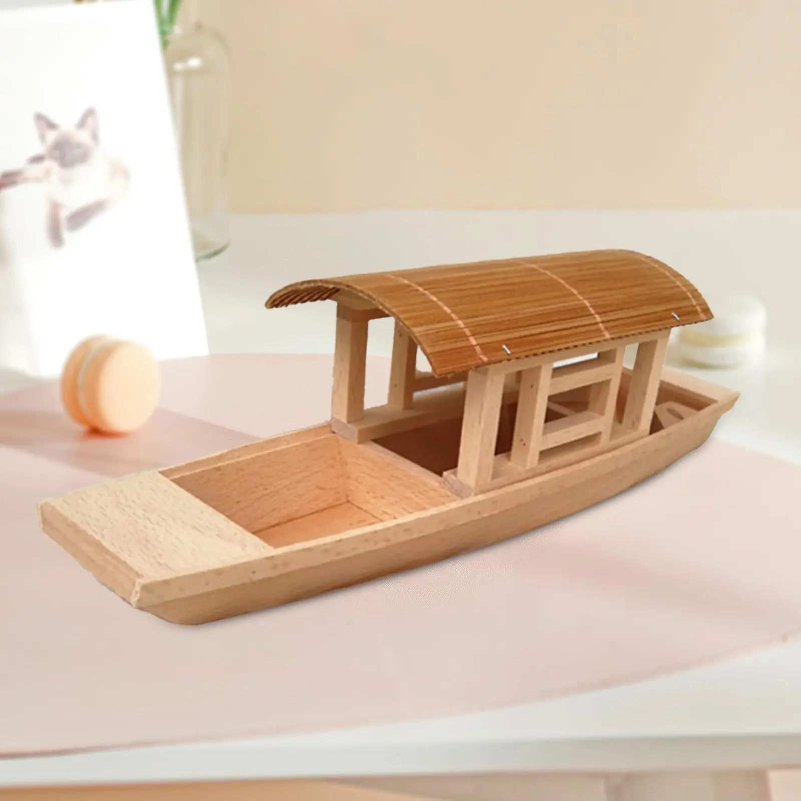 

Деревянная лодка, декоративная игрушка, модель, статуя корабля с веслами, фигурка, украшения, поделки для книжного шкафа, настольное украшение для гостиной
