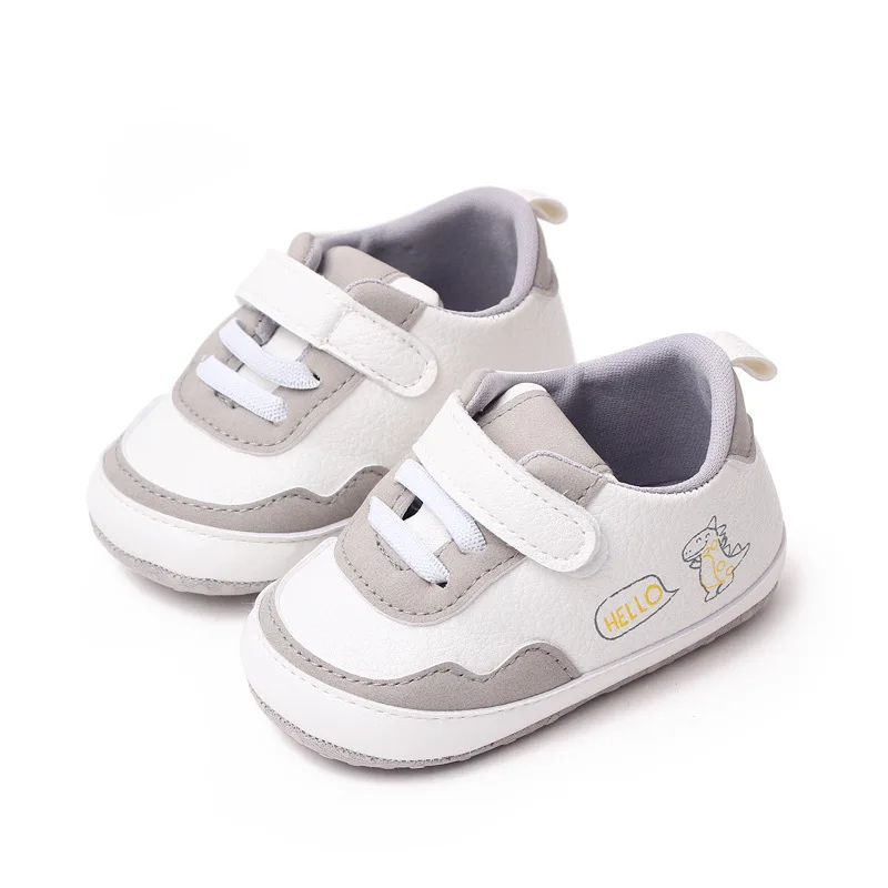 Brand Infant Crib Shoes for Baby Items Boy Cartoon Dinosaurs Sneakers Newborn Stuff Toddler Soft Sole Trainers Christening Gifts