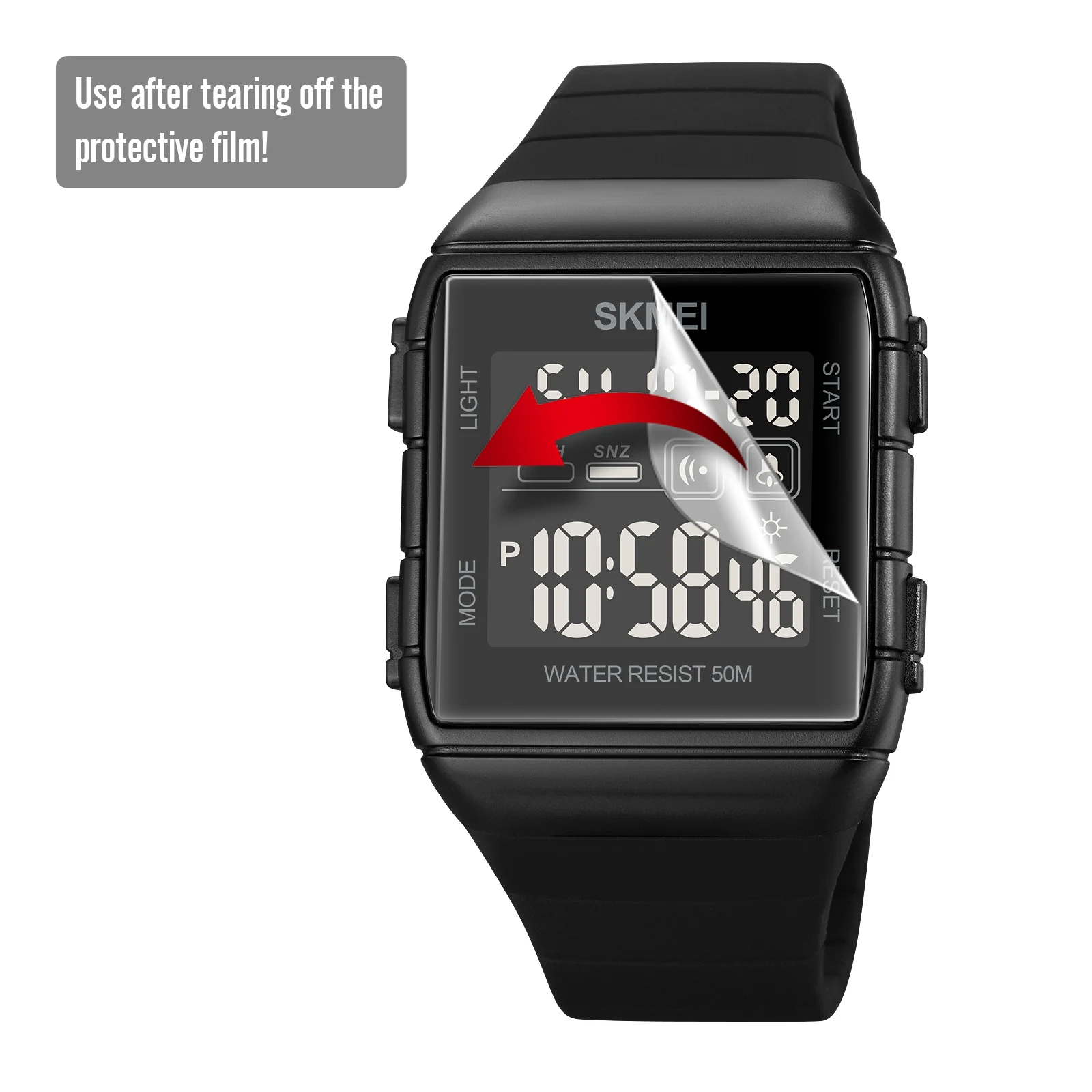 SKMEI-Relógio Eletrônico Masculino de Esporte, Dual Time, EL Light
