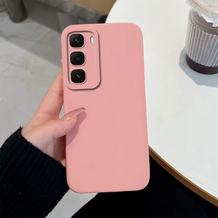Solid Color Matte Silicone Anti-Slip Phone Cover with Lens Protection