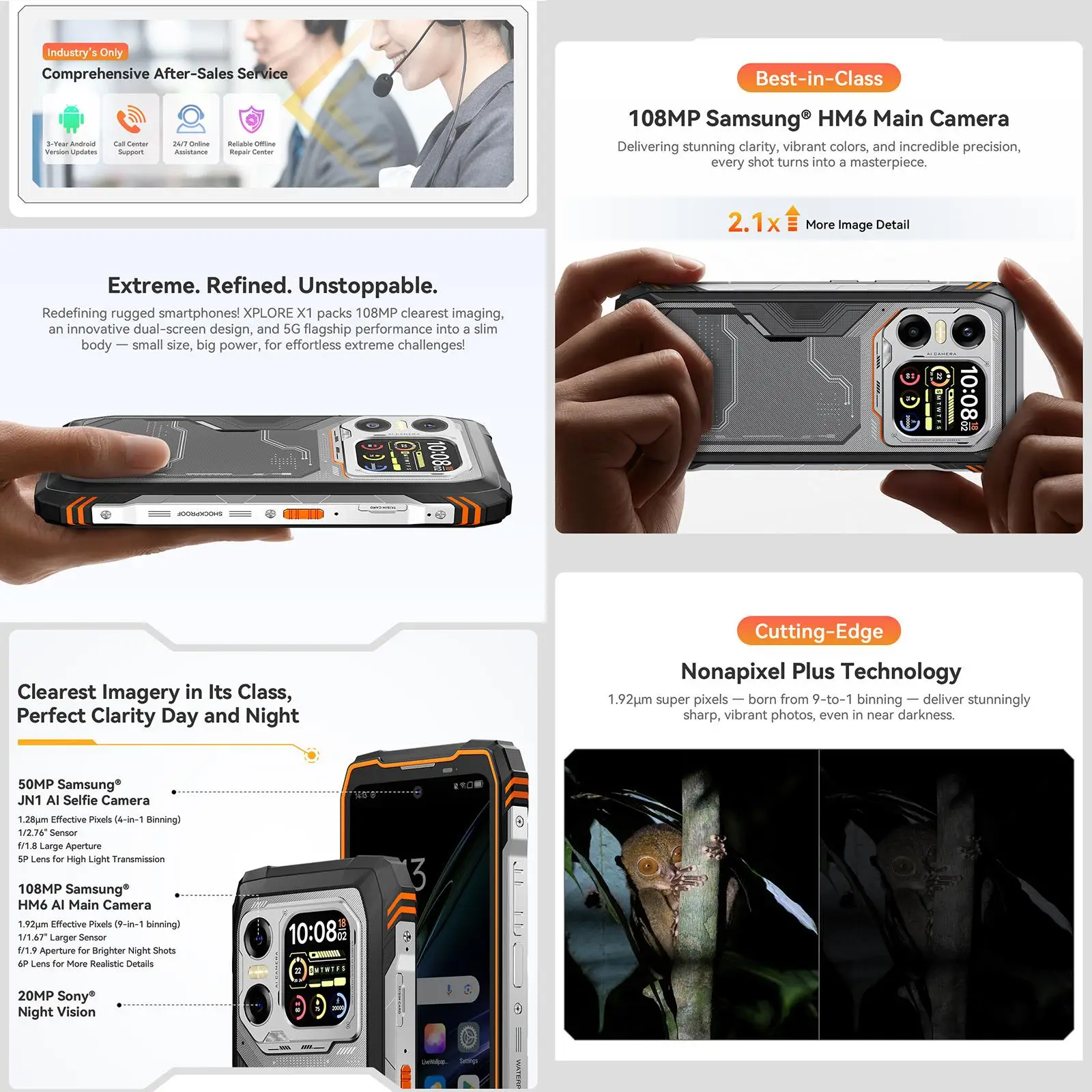 Blackview XPLORE X1 Rugged Smartphone 5G  108MP Camera 6.78'' Display 120Hz 12GB+256GB 10000mAh 55W Android 15 NFC