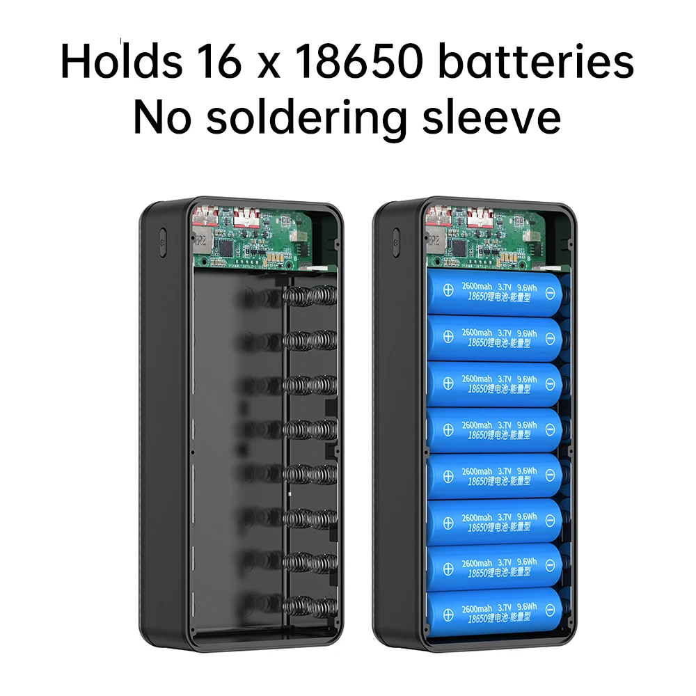 Custodia per banca di potere fai-da-te 16x18650 QC3.0/0C2.0/AFC/FCP/SCP 22,5 W + 15 W Micro USB tipo C 22,5 W ricarica rapida per telefoni cellulari - Image 2