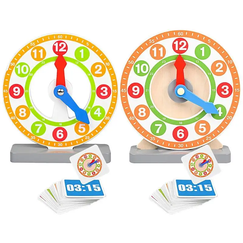 

Teaching Clocks For Kids Child Learning Time Toy Clocks Set With 48pcs Cards Toddler Number Toy Early Teaching Aids For Kids
