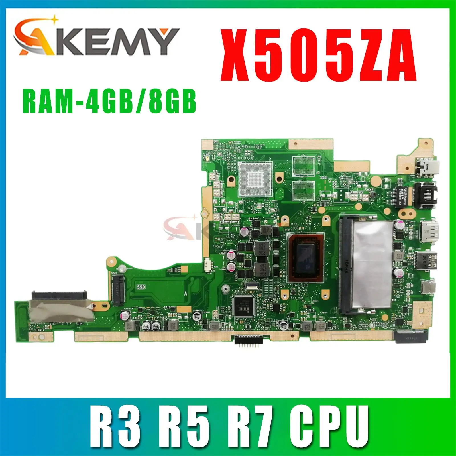 

Mainboard For ASUS X505ZA X505Z F505Z K505Z A505Z RX505Z Laptop Motherboard R3 R5 R7 UMA RAM-4GB/8GB