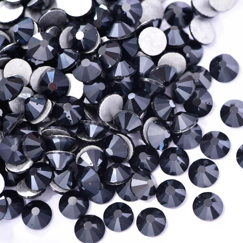 SS4-SS40 Jet/Black Crystal Glass Rhinestone for Nail Art Flatback Non  Hotfix Glue on Rhinestones Strass Sewing & Fabric Garment