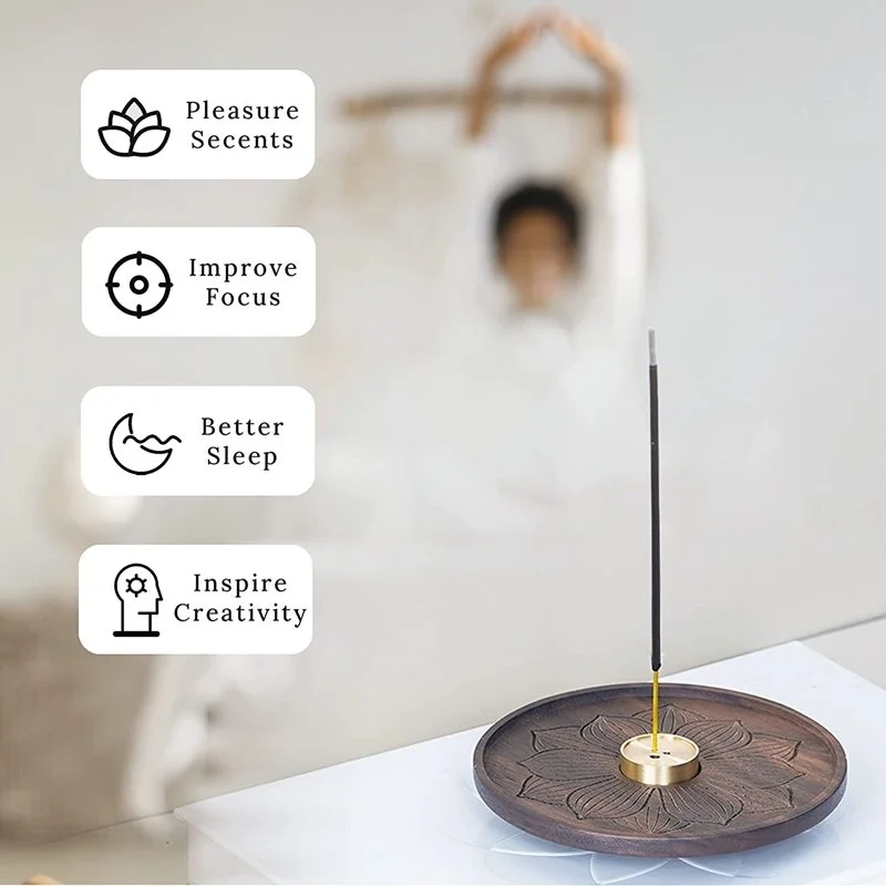 Antique Wooden Lotus Incense Burner Holder Solid Wood Three Hole Line Incense Plug DIY Home Decoration Burner Ornaments