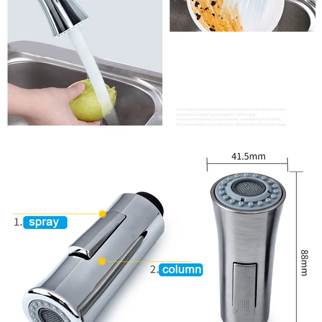 Soffione Doccia Estraibile G1/2 - Ricambio Per Rubinetto Cucina E Bagno, Materiale ABS